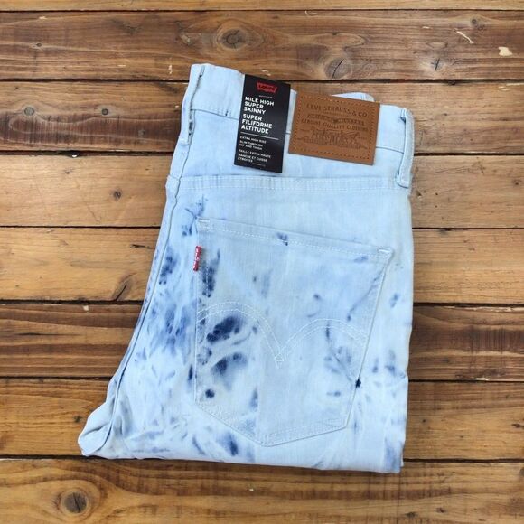 LEVI’S tie dye wash jeans mile high super skinny high rise waisted waist 29 - Picture 4 of 16